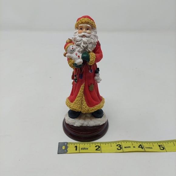Santa Claus Figurine Saint Nicholas On Wooden Base Christmas Decoration - Picture 6 of 7